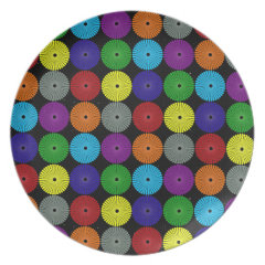 Fun Colorful Multi Colored Circles Disks Buttons Party Plates