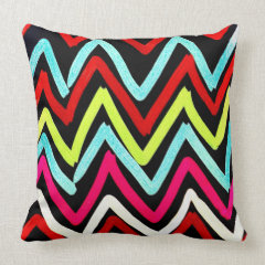 Fun Colorful Painted Chevron Tribal ZigZag Striped Throw Pillows