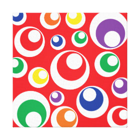 Fun Colorful Red Circles Dots Balls Pattern Stretched Canvas Print