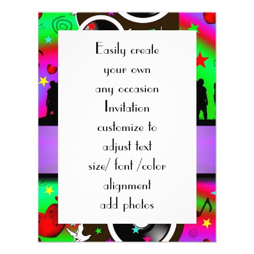 Fun colorful retro music  party announcements