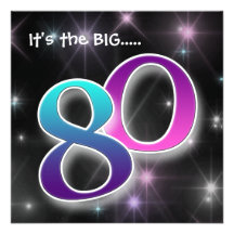 Fun & Colourful 80th Birthday Party Invitation
