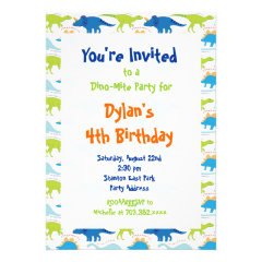 Fun Cool Dinosaur Birthday Party Invitations