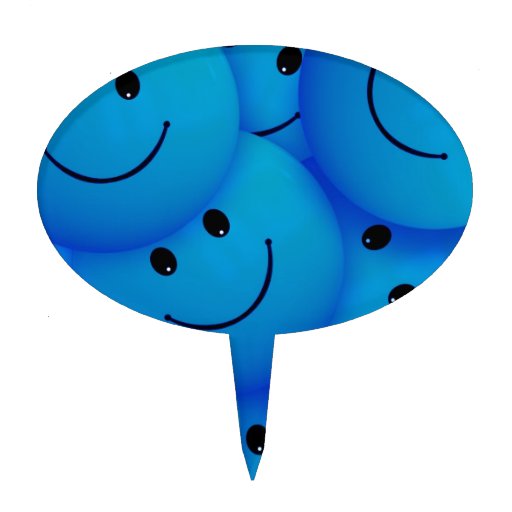 Fun Cool Happy Blue Smiley Faces Cake Pick Zazzle