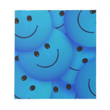 Fun Cool Happy Blue Smiley Faces Memo Notepads