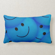 Fun Cool Happy Blue Smiley Faces Pillow