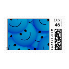 Fun Cool Happy Blue Smiley Faces Postage