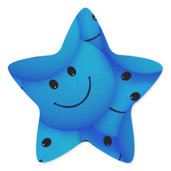 Fun Cool Happy Blue Smiley Faces Star Stickers