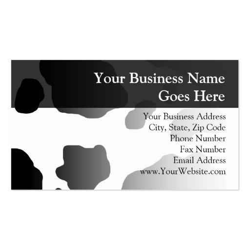 Fun Cow Print Personalized Business Card Templates (front side)