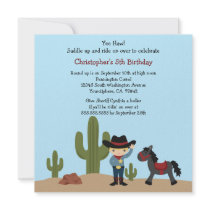 Fun cowboy western boys birthday party invitation