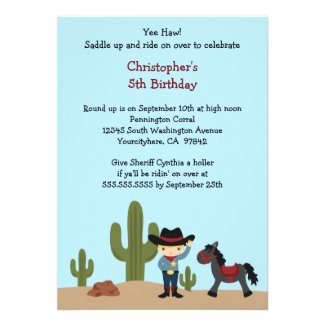 Fun cowboy western boy's birthday party invitation