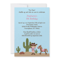 Fun cowgirl western girl birthday party invitation