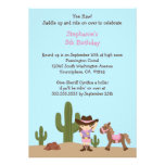 Fun cowgirl western girl birthday party invitation