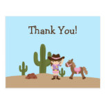 Fun cowgirl western girl thank you postcard postcards
