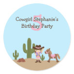 Fun cowgirl western girl's birthday party stickers
