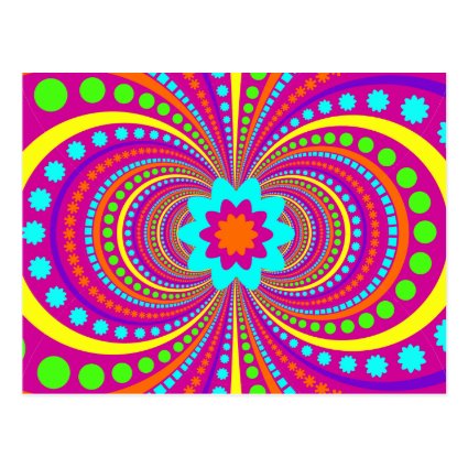 Fun Crazy Pattern Hot Pink Orange Teal Postcards