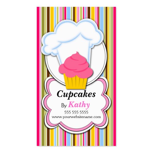 Fun Cupcake & Baker's Hat Business Cards (front side)