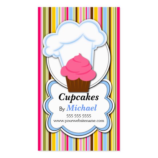 Fun Cupcake & Baker's Hat Business Cards (front side)