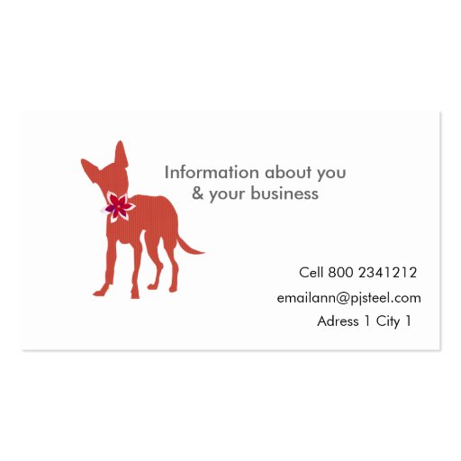 Fun Cute Animals Pet Care Business Cards (back side)