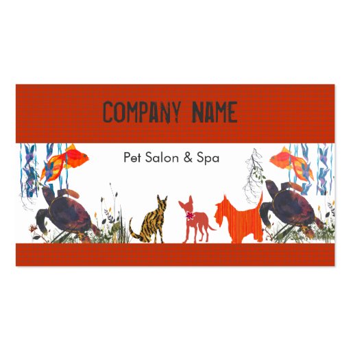 Fun Cute Animals Pet Care Business Cards (front side)