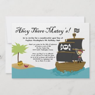Fun cute boy's pirate birthday party invitation invitation