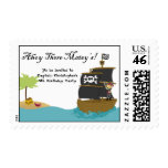 Fun cute boy's pirate birthday party postage stamp