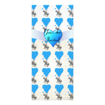 Fun cute elephants & blue heart balloons personalized invites