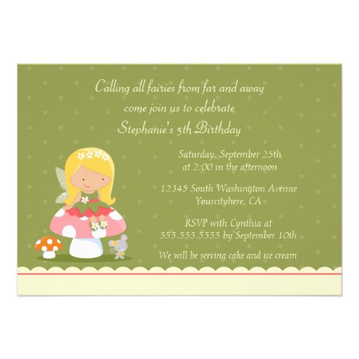 Fun cute fairy girl's birthday party invitation