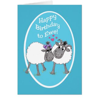 Fun Cute Sheep Happy Birthday to Ewe Card