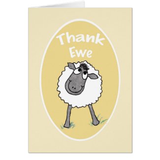 Fun Cute Sheep Thank Ewe Greeting Card