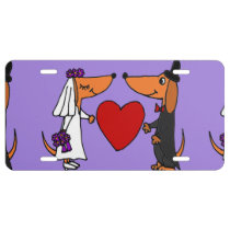 Fun Dachshund Dogs Bride and Groom Wedding Art License Plate at  Zazzle