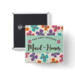 Fun Daisy Pop Wedding Custom Name Tag / Button buttons