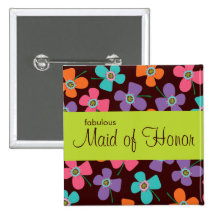 Fun Daisy Pop Wedding Custom Name Tag / Button