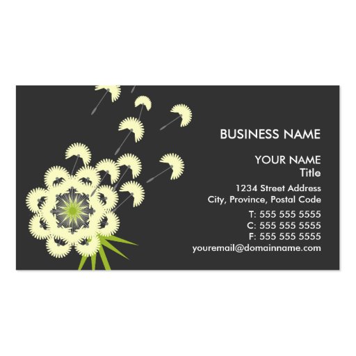 Fun Dandelion Floral Business Cards
