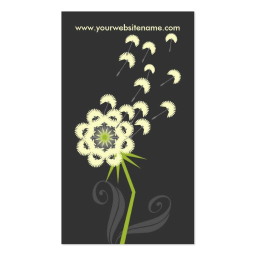 Fun Dandelion Floral Business Cards (back side)