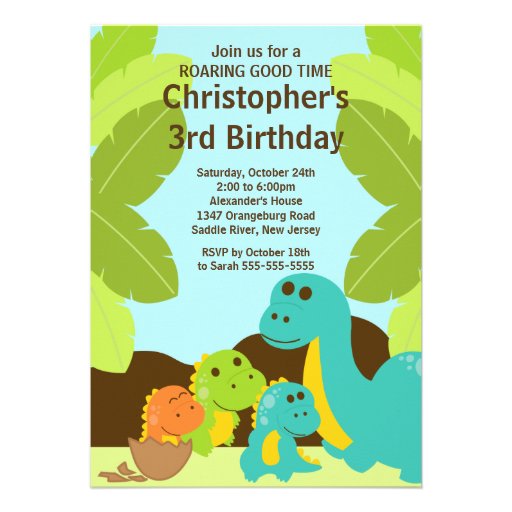 Fun Dinosaurs Birthday Party Invitation