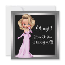 Fun Diva Womans 40th Birthday Party Invitation