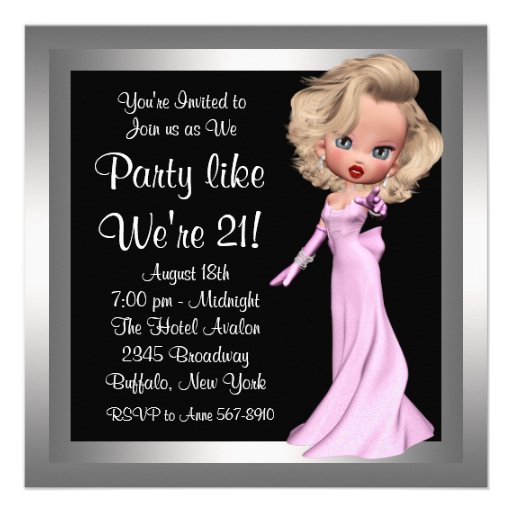 Fun Diva Womans 40th Birthday Party Invitation