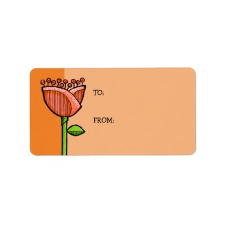 Fun Doodle Flowers orange Gift Tag label