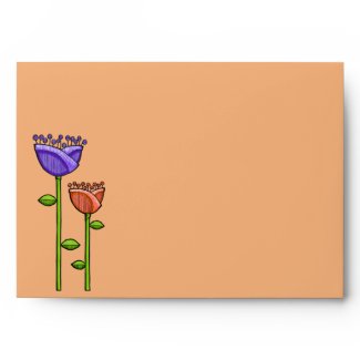 Fun Doodle Flowers orange purple A7 Envelope envelope