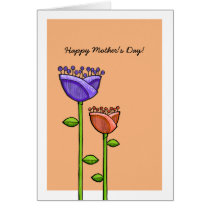 Fun Doodle Flowers orange purple Mother's Day Card cards