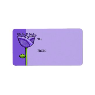 Fun Doodle Flowers purple Gift Tag label