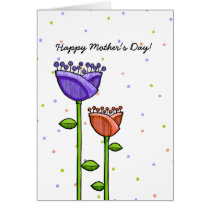 Fun Doodle Flowers purple orange dots Mother's Day cards