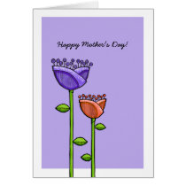 Fun Doodle Flowers purple orange Mother's Day Card cards