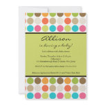 FUN Dots GREEN Baby Girl or Boy Shower Personalized Invitations