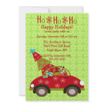 Fun Driving Reindeer with Tree Holiday Party invitations