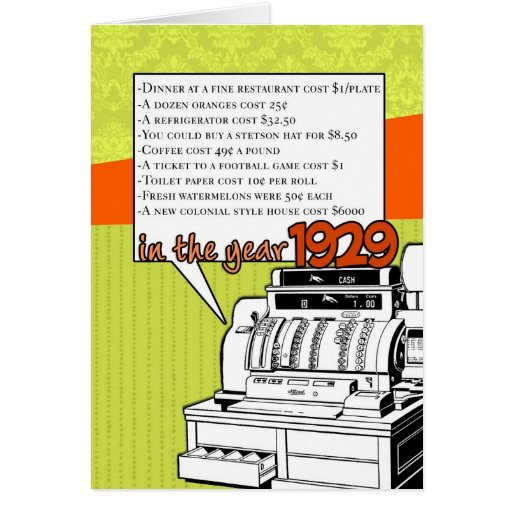 Fun Facts Birthday – Cost of Living in 1929 Cards