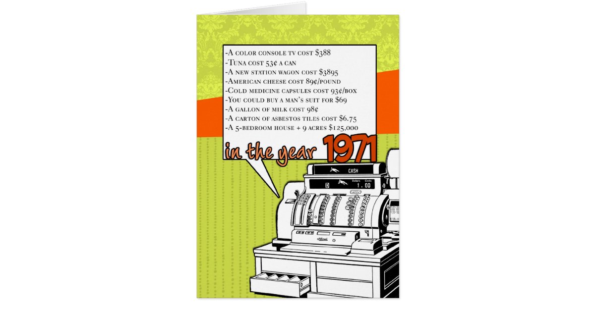 Fun Facts Birthday – Cost of Living in 1971 Card | Zazzle