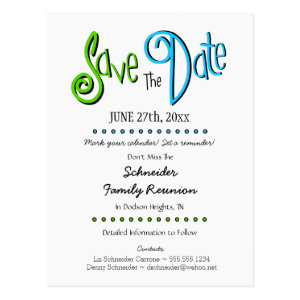 Fun Family Reunion or Party Save the Date Postcard