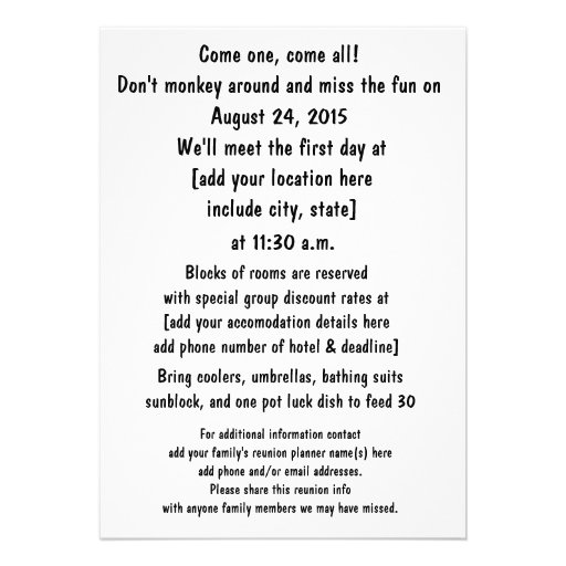 Fun Family Reunions Custom Invitation