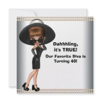Fun Favorite Diva Womans 40th Birthday Party Custom Invitation